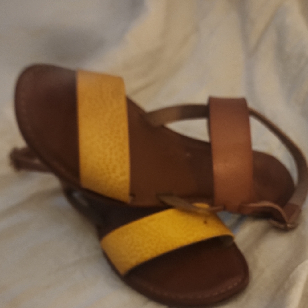 Brown and Yellow Women's Sandals